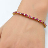 <span style="color:purple">SPECIAL!</span> 7.54ct G SI 14K Yellow Gold Oval Diamond & Ruby Gemstone Bracelet 7" Long