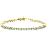 1.55ct G SI 14K Yellow Gold Diamond & Emerald Gemstone Bracelet 7.25" Long
