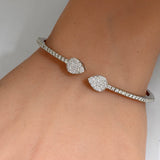 1.03ct G SI 14K White Gold Diamond Flexible Bangle Bracelet