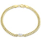 <span style="color:purple">SPECIAL!</span> .51cs G SI 14K Yellow Gold Diamond Marquee Shape Cuban Chain Bracelet 7" Long