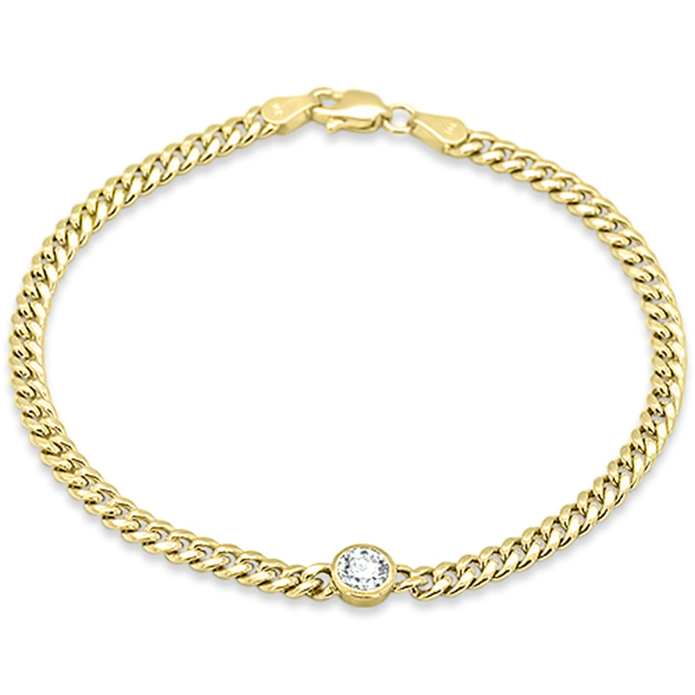 .30ct G SI 14K Yellow Gold Round Diamond Chain Bracelet 7.5" Long