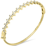 .94ct G SI 14K Yellow Gold Round & Baguette Diamond Bangle Bracelet