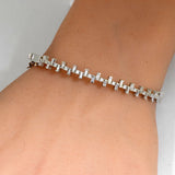 .94ct G SI 14K White Gold Round & Baguette Diamond Bangle Bracelet