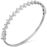 .94ct G SI 14K White Gold Round & Baguette Diamond Bangle Bracelet