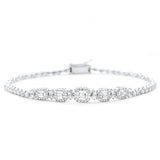 1.10ct G SI 14K White Gold Round & Baguette Diamond Bracelet 7" Long