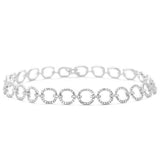 1.17ct G SI 14K White Gold Round Diamond Link Bracelet 7" Long