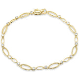 .15ct G SI 14K Yellow Gold Round Diamond Link Bracelet 7" Long