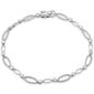 <span style="color:purple">SPECIAL!</span> .14ct G SI 14K White Gold Round Diamond Link Bracelet 7" Long
