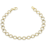 <span style="color:purple">¡ESPECIAL!</span> Pulsera de eslabones redondos con diamante de oro amarillo de 14K, de 0,93 ct G SI, de 7" de largo