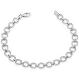 1.11ct G SI 14K White Gold Round Diamond Link Bracelet 7" Long