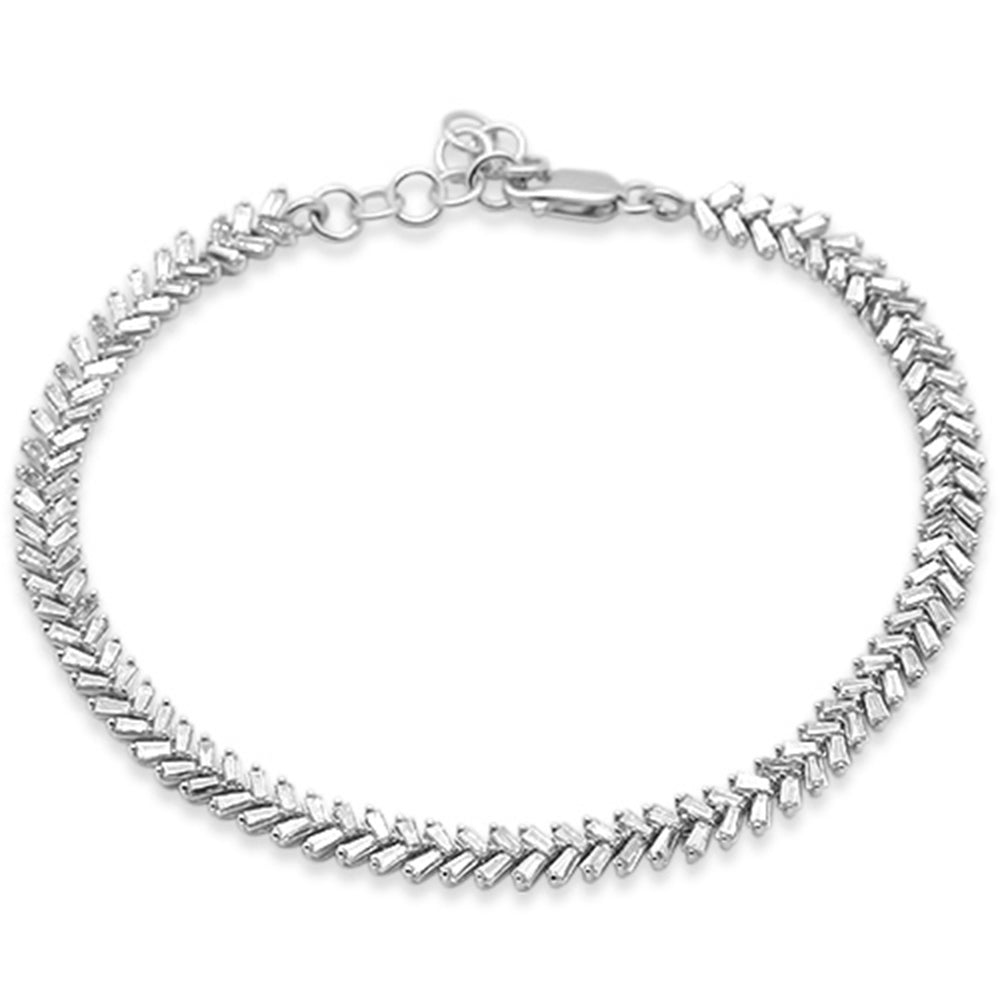 2.63ct G SI 14K White Gold Baguette Diamond Bracelet 7"