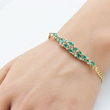 <span style="color:purple">SPECIAL!</span>1.76ct G SI 14K Yellow Gold Diamond & Emerald Gemstone Bracelet 7" Long