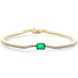 3.10ct G SI 14K Yellow Gold Diamond & Emerald Gemstone Tennis Bracelet 7" Long