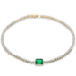 <span style="color:purple">SPECIAL!</span> 3.03ct G SI 14K Yellow Gold Diamond & Emerald Gemstone Tennis Bracelet 7" Long