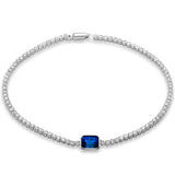 2.91ct G SI 14K White Gold Diamond & Blue Sapphire Gemstone Tennis Bracelet 7" Long