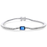 <span style="color:purple">¡ESPECIAL!</span> Pulsera de tenis de oro blanco de 14K con diamantes y zafiros azules de 3.87ct G SI 7"