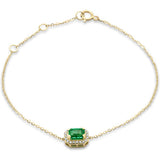 .50ct G SI 14K Yellow Gold Diamond & Emerald Gemstone Chain Bracelet 7" Long