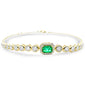 <span style="color:purple">SPECIAL!</span> 1.09ct G SI 14K Yellow Gold Diamond & Emerald Gemstone Bracelet 7" Long