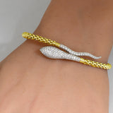 <span style="color:purple">SPECIAL!</span> .90ct G SI 14K Yellow Gold Diamond Snake Wrap Around Bangle Bracelet