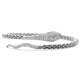 <span style="color:purple">SPECIAL!</span> .90ct G SI 14K White Gold Diamond Snake Wrap around Bangle Bracelet Adjustable