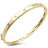 .49ct G SI 14K Yellow Gold Diamond Emerald & Round Cut Stone Bangle Bracelet