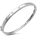 .49ct G SI 14K White Gold Emerald & Round Shape Diamond Bangle Bracelet