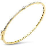 .63ct G SI 14K Yellow Gold Diamond Pear Shape Center Bangle Bracelet
