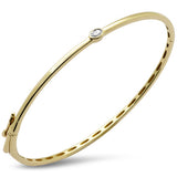 <span style="color:purple">SPECIAL!</span> .14ct G SI 14K Yellow Gold Oval Diamond Solitaire Bangle Bracelet