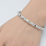 1.19ct G SI 14K White Gold Diamond Spike Studded Bangle Bracelet