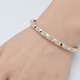 1.20ct G SI 14K Rose Gold Diamond Spike Studded Bangle Bracelet