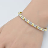 1.19ct G SI 14K Yellow Gold Diamond Spike Studded Bangle Bracelet