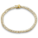 <span style="color:purple">SPECIAL!</span>2.43ct G SI 14K Yellow Gold  Baguette Diamond Leaf Design Bracelet 7.25" Long