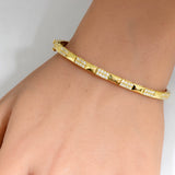 <span style="color:purple">SPECIAL!</span>.65ct G SI 14K Yellow Gold Diamond Studded Design Bangle Bracelet