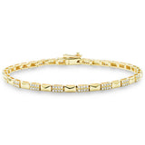 .75ct G SI 14K Yellow Gold Diamond Studded Design Bracelet 7"