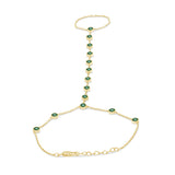 .47ct 14k Yellow Gold Emerald Gemstone Bracelet & Ring Chain 7" + 3" Ext