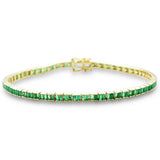 2.70ct G SI 14K Yellow Gold Emerald Gemstone Bracelet 7" Long