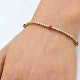 <span style="color:purple">¡ESPECIAL!</span> Pulsera de 2.54ct G SI de Oro Amarillo de 14K con Diamantes y Rubíes de 7" de Largo