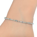 <span style="color:purple">SPECIAL!</span>2.52ct G SI 14K White Gold Diamond & Aquamarine Gemstone Bracelet 7" Long