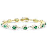 <span style="color:purple">SPECIAL!</span>4.92ct G SI 14K Yellow Gold Diamond & Emerald Gemstone Bracelet 7" Long