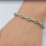 <span style="color:purple">SPECIAL!</span>4.92ct G SI 14K Yellow Gold Diamond & Emerald Gemstone Bracelet 7" Long