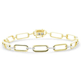 <span style="color:purple">SPECIAL!</span>.24ct G SI 14K Yellow Gold Paper Clip Style Link Diamond Bracelet 7" Long