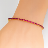 <span style="color:purple">SPECIAL!</span>2.55ct G SI 14K Yellow Gold Ruby Gemstone Bangle Flexible Bracelet