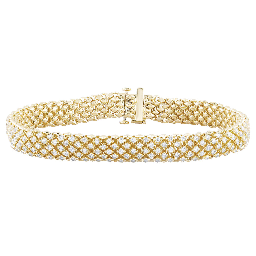 2.96ct G SI 14K Yellow Gold Unique Diamond Bracelet 7" Long