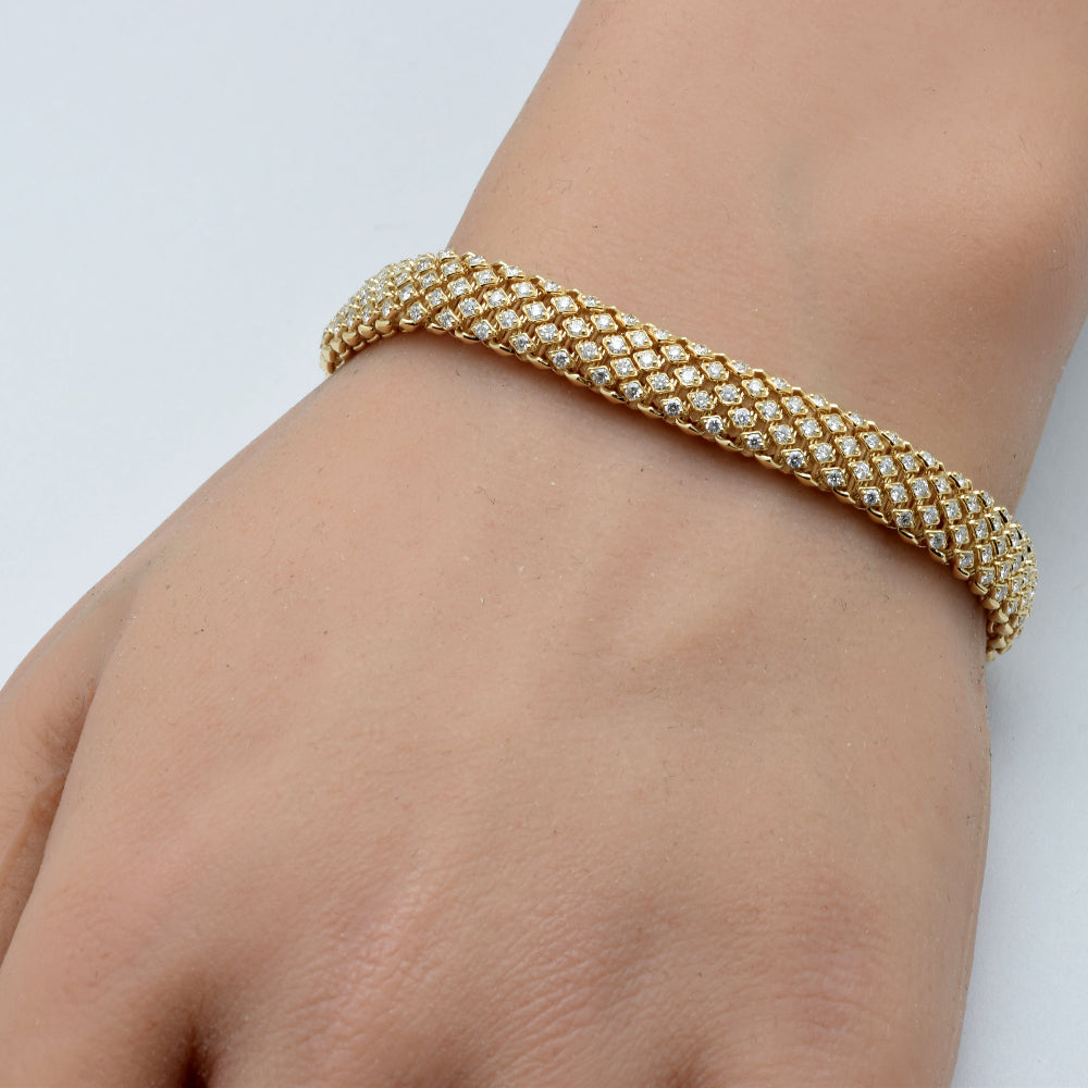 2.96ct G SI 14K Yellow Gold Unique Diamond Bracelet 7" Long