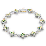 4.35ct G SI 14K Yellow Gold Diamond & Emerald Gemstone Clover Infinity Bracelet 8" Long