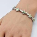 4.35ct G SI 14K Yellow Gold Diamond & Emerald Gemstone Clover Infinity Bracelet 8" Long