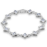 4.67ct G SI 14K White Gold Diamond & Blue Sapphire Gemstone Clover Infinity Bracelet 8" Long