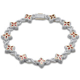 4.75ct G SI 14K Yellow Gold Diamond & Ruby Gemstone Clover Infinity Bracelet 8" Long