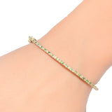 .96ct G SI 14K Yellow Gold Diamond & Emerald Gemstone Bangle Bracelet