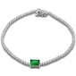 <span style="color:purple">SPECIAL!</span>2.99ct G SI 14K White Gold Diamond & Emerald Gemstone Tennis Bracelet 7" Long